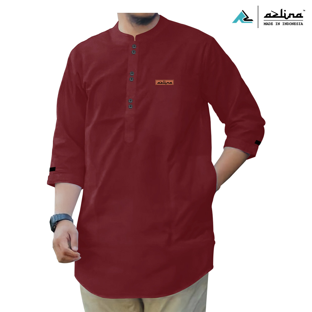 Baju koko terbaru model kurta pria dewasa lengan 3/4 bahan katun madinah premium