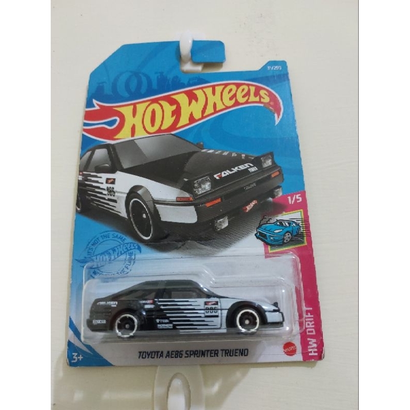 hotwheels toyota ae86 sprinter trueno falken putih hitam