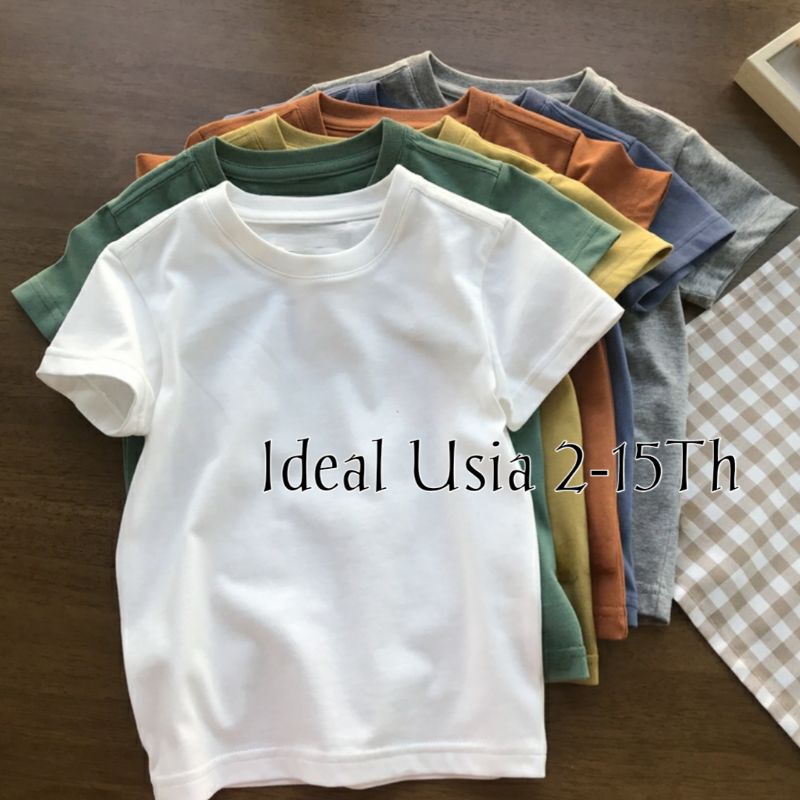 Kaos Anak Polos Unisex Ideal Udia 2-15th Kaos Oblong Anak Lengan Pendek