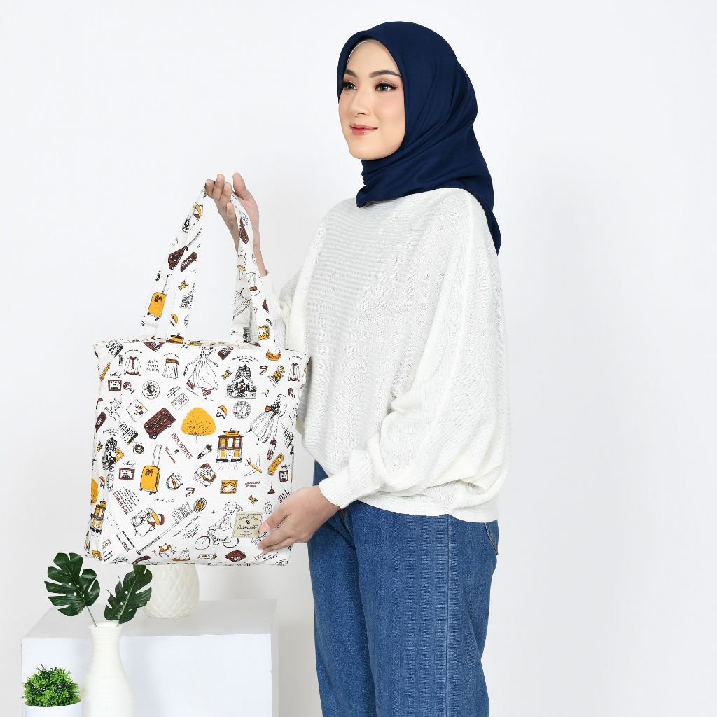 Totebag Kekinian Tote Bag Motif Bahan Kanvas RESLETING WANITA Tebal Lembut Bisa Custom Sablon Untuk Seminar Souvenir Gift Pernikahan