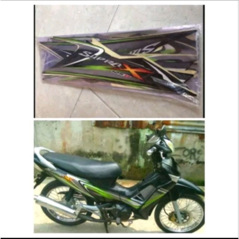 Striping stiker Honda Supra X 125D 2010 hitam hijau