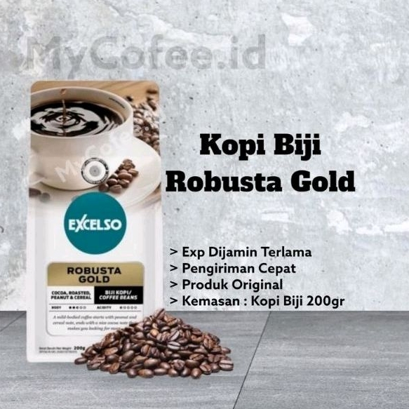 

Kopi Biji Excelso Robusta Gold 200g