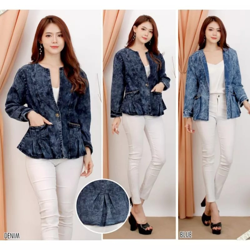 Blazer Wanita Jeans Denim Korea Import Premiun Kekinian Korean Style Blazer Wanita Premium Jas Wanit