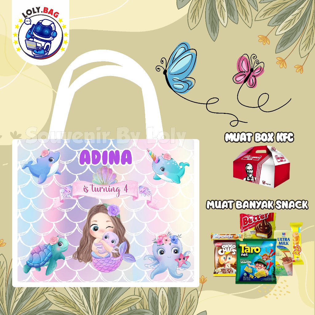 

GOODIE BAG/TAS ULTAH/SOUVENIR ULTAH/TAS MERMAID/PUTRI DUYUNG
