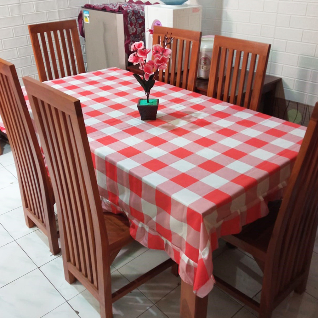 [✅COD] Taplak Meja Makan Kain 140x220 Model Rumbai Aneka Motif Dekorasi Dapur Perlengkapan Rumah