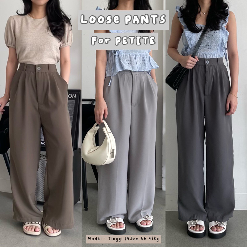 ASOKA Haelyn - LOOSE PANTS for PETITE SIZE 668 - Kulot Highwaist Anti Kusut - Trouser Wanita Celana Panjang Casual Formal