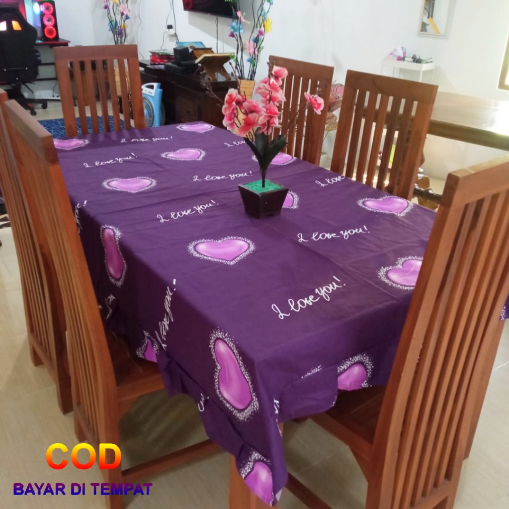 ✅COD Taplak Meja Makan 4-6 Kursi 140x200 Kain Katun Model Rumbai Aneka Motif Perlengkapan Dekorasi Kitchen Set Dapur Rumah Tangga