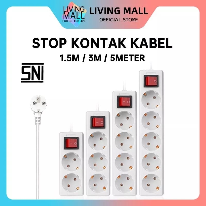 STOP KONTAK KABEL 1.5 METER 2/3/4/5 LUBANG BER-SNI