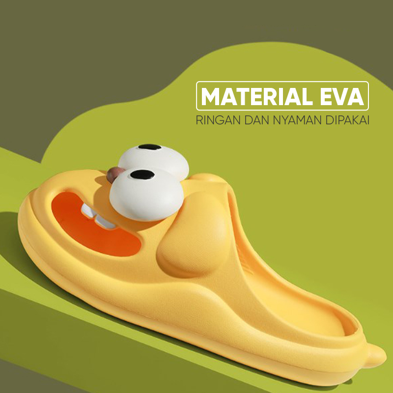 Lazy Bear  Sendal Slop Lucu / Sendal Lucu Wanita Korea / Sendal Jelly Wanita Lucu / Sendal Slip On /EVA Sandal Santai  H27 /Jalan Import Korea Anti Slip / Sandal Rumah