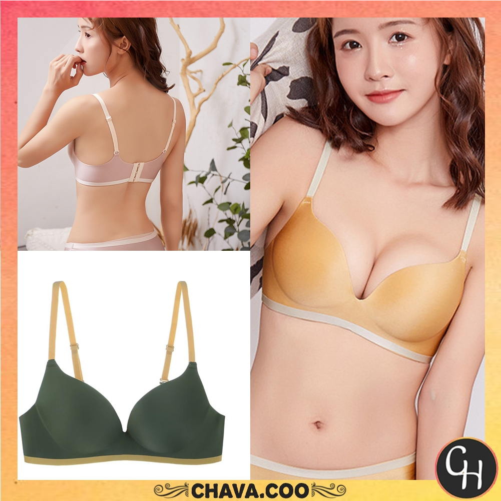 CHAVA | BR1205 Bh Bra Renda Wanita Push Up Seksi Seamless Sexy Full Cup Tanpa Kawat Motif Polos Garis