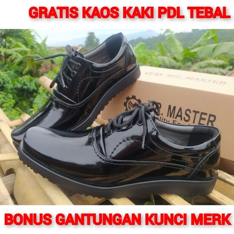 SEPATU PDH KULIT SAPI ASLI KILAP GLOSSY MERK MR MASTER SEPATU PDH DINAS KANTOR UNTUK TNI POLRI SECURITY SATPAM