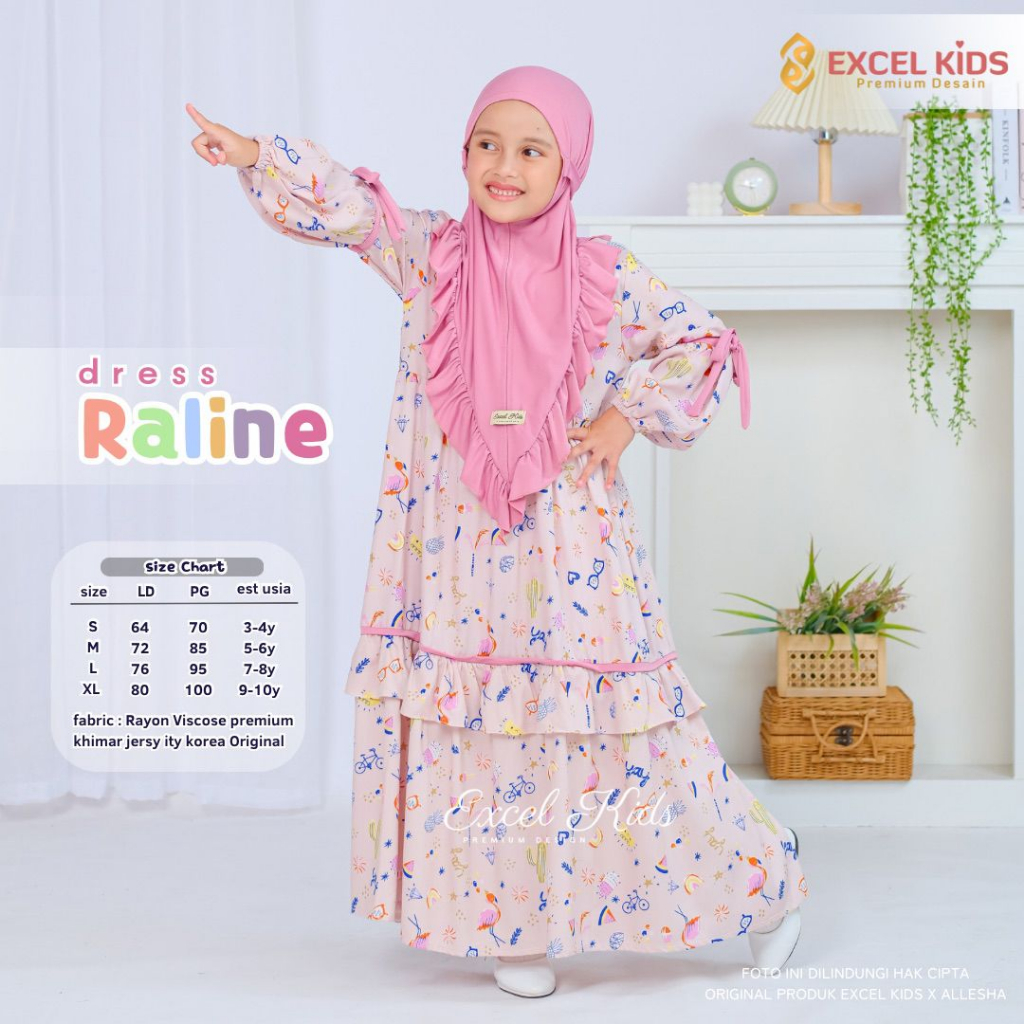 RALINE DRESS BY EXCEL GAMIS ANAK FREE JILBAB