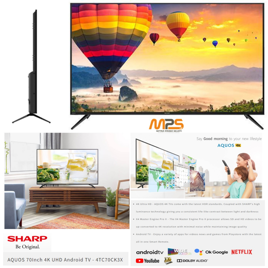 TV LED 4K Android Digital Sharp 70" - 4TC70CK3X - GARANSI RESMI SHARP