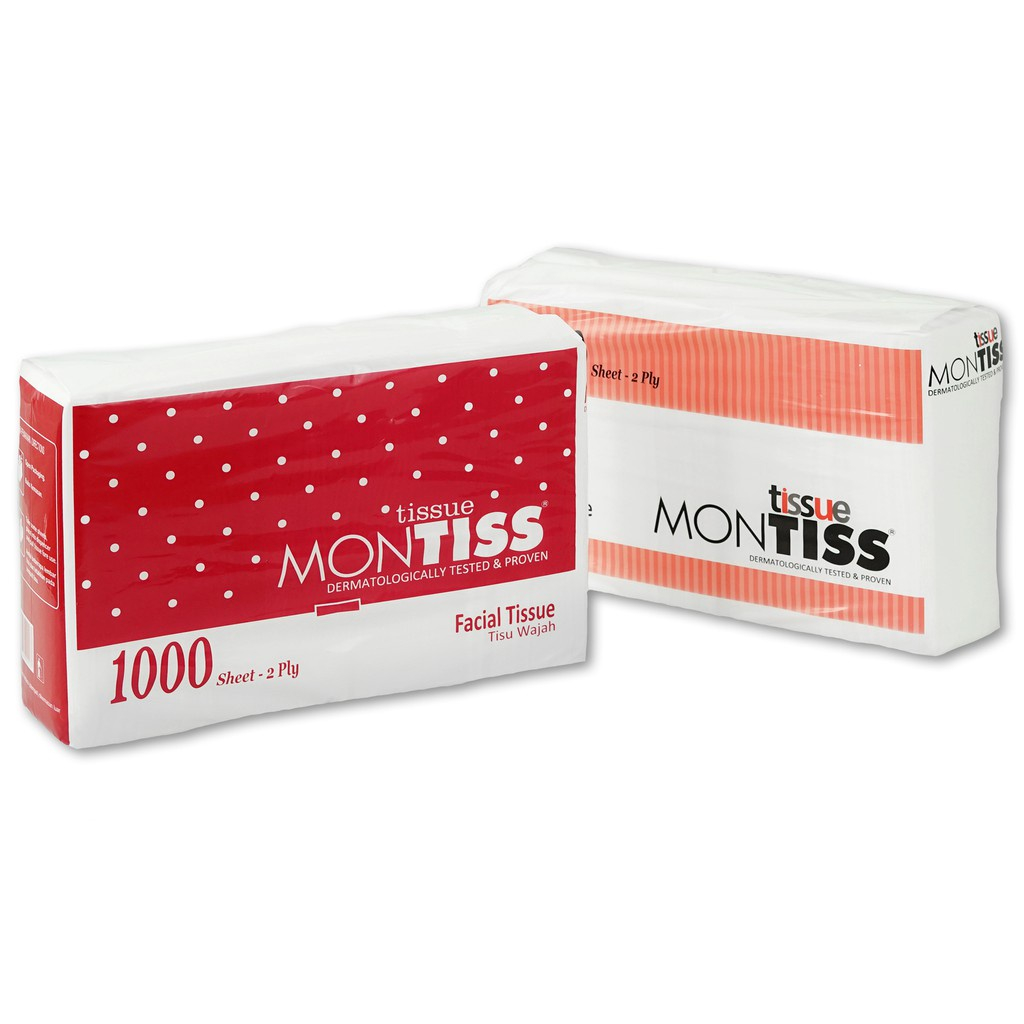 Tisu Wajah Montiss Facial Tissue 1000 Sheet 2Ply Tisu Muka