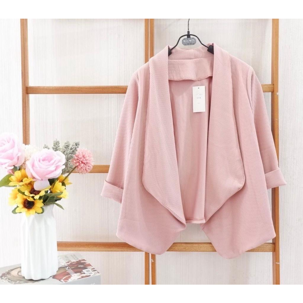 Toply shop Blazer giovanni knitt codoray import tebal / Cardigan wanita polos kekinian /