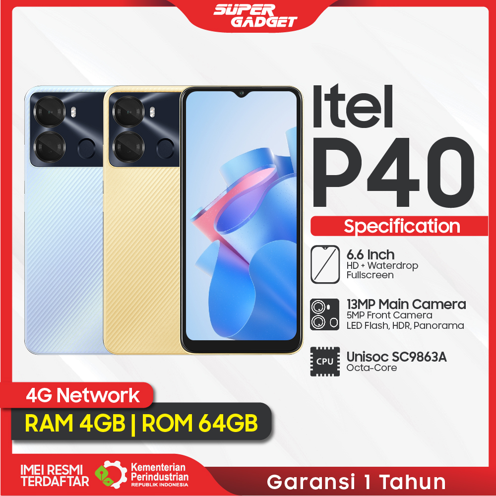 Itel P40 4/64 GB RAM 4 ROM 64 4GB 64GB HP Smartphone Android Infinix