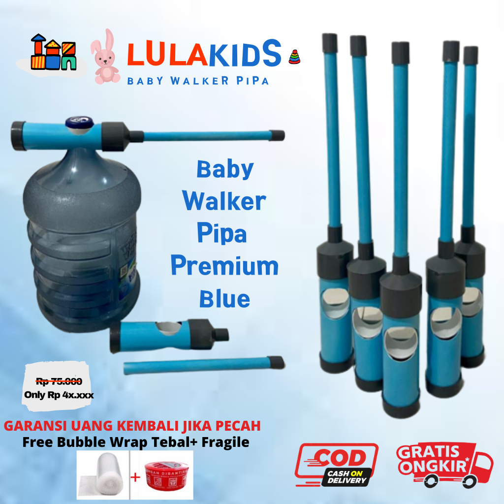 Baby walker bayi laki laki biru premium , Push walker alat bantu belajar jalan