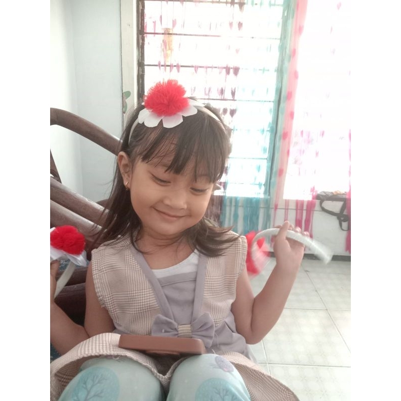 bando merah putih - bando bunga