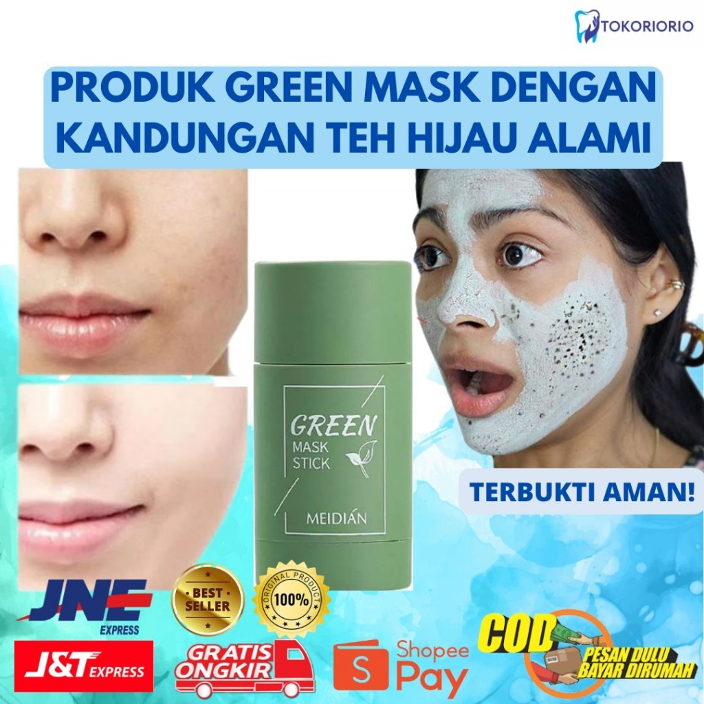 Green Mask Stick Meidian Masker Wajah Membersihkan Komedo Dan Jerawat 100% ORI