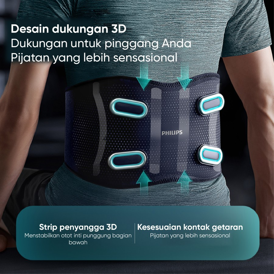 Philips PPM4721 Waist Massage Wireless Pijat Ice Hot Compress Alat Pijat Kompres Panas Dingin Pinggang Perut 3 Mode Pijat dan Getaran 3200mAh Type C Charging