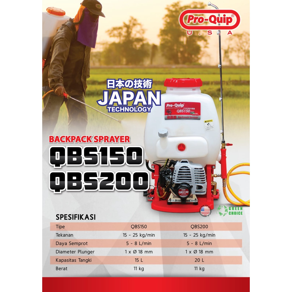 Mesin Sprayer Hama Semprotan Hama 2Tak 15 Liter 20 Liter QBS150 QBS200 PROQUIP / Mesin Semprotan Hama Disinfektan Gendong 2 Tak 15Liter QBS 150 x 20Liter QBS 200 PROQUIP