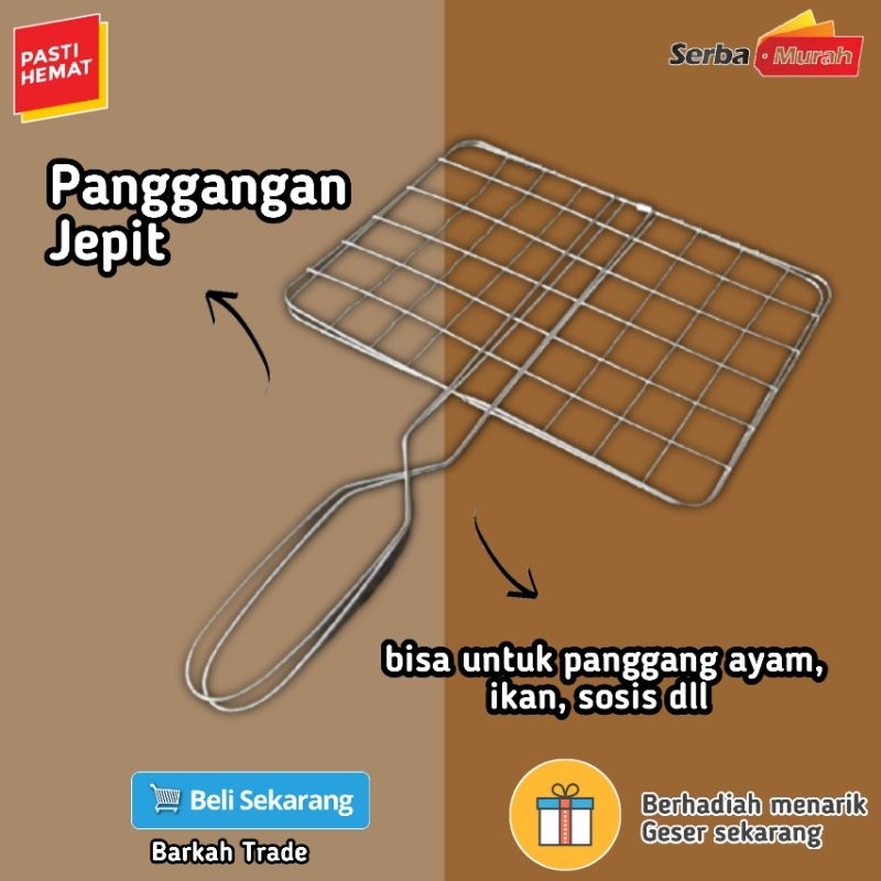 Jepitan Panggang Panggangan Bakar Bakaran Sate Ayam Ikan Sosis Bbq Besar kecil kawat stainless Murah