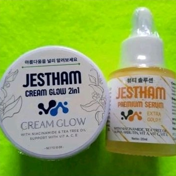 Jestham Cream Glow 2In1 tree oil PLUS SERUM Extra Gold ORIGINAL Pemutihan