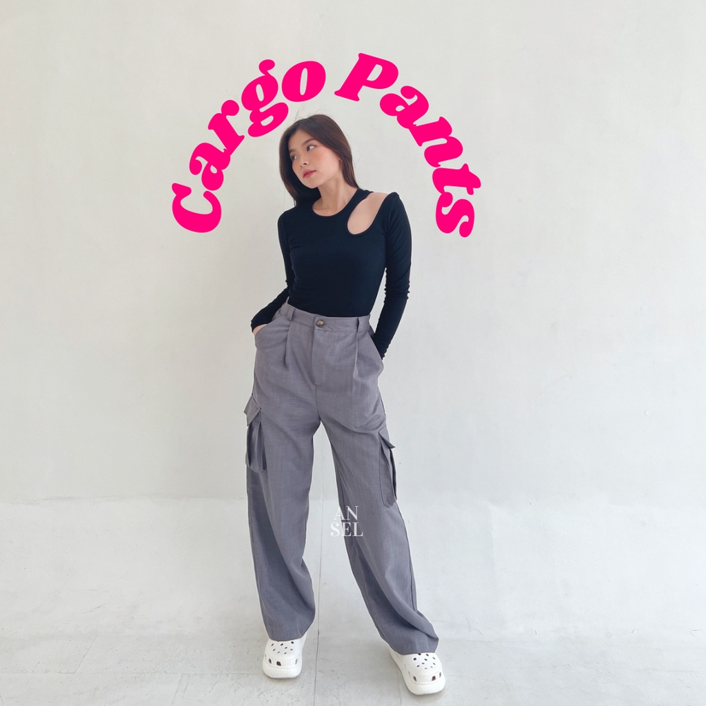 Cargo Pants - Celana Cargo Highwaist - Celana Kantor - Korean Style