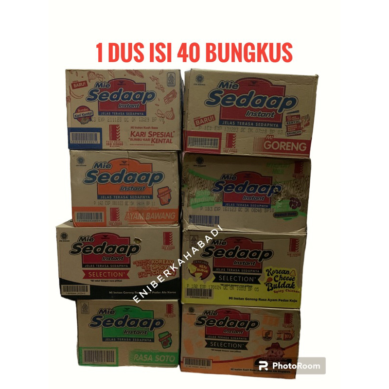 

Mie Sedaap 1 dus isi 40 pcs x 70 gram (Bakso Spesial/Rawit Bngit/Singapore Spicy Laksa/Kari Spesial/AyamBawang/Soto/Soto/ Soto Madura/Korean Cheese Buldak/Korean Spicy Chiken)