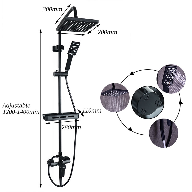 KERROGEE Shower Kamar Mandi 3 Dalam 1 Set Dengan Faucet Sprayer/Shower Tiang Set Panas-Dingin/Pancuran tembaga lengkap