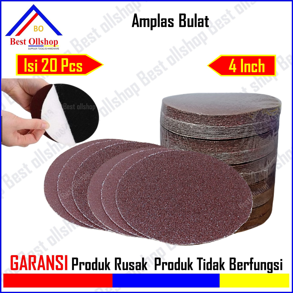 Amplas Bulat Disc Sander 4 Inch / Ampelas Bulat Amplas Gerinda Velcro 4 Inch Harga 20 Pcs