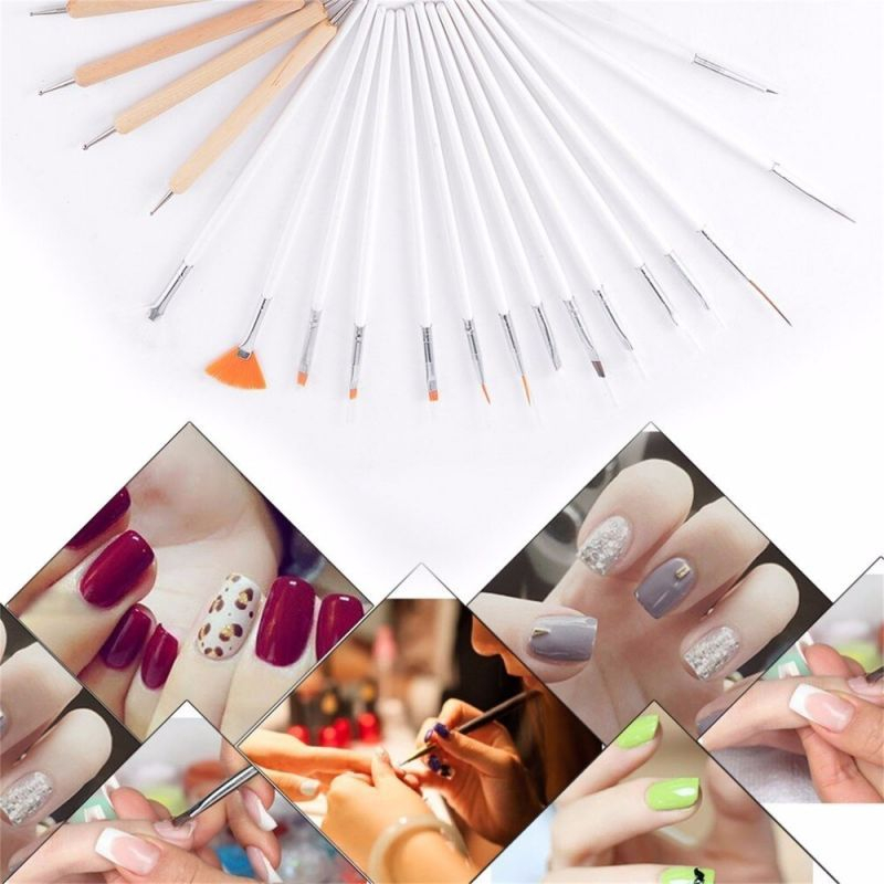 20pcs Kuas Kuku Nail Art Diy Kuas Nail Art Brush Kuas Lukis Kuku Peralatan Nail Art Dotting Tool