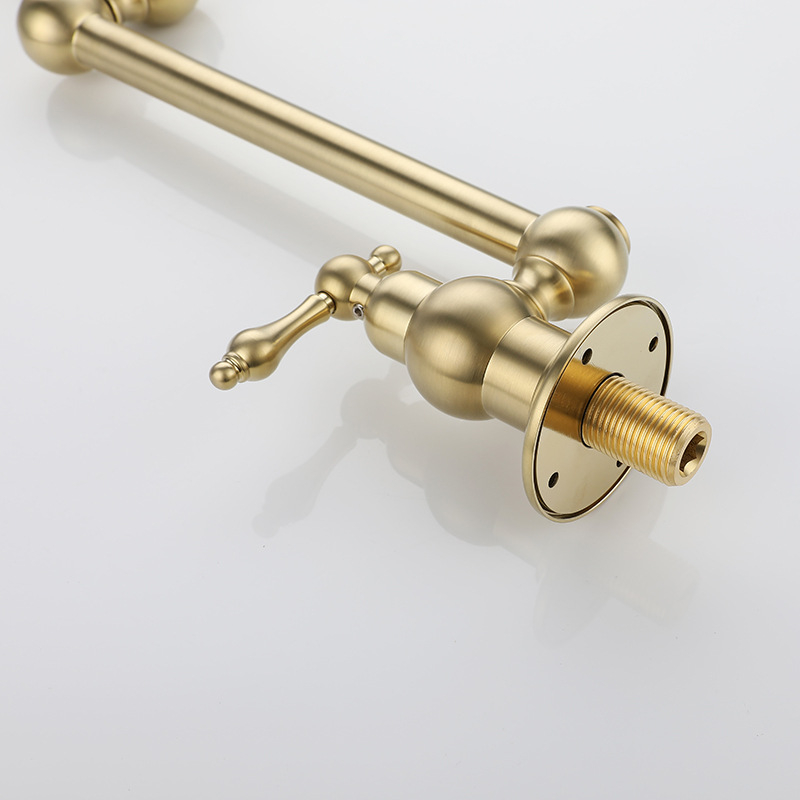 Keran Wastafel Dinding Brushed Brass Keran Wastafel Cuci Piring kran air wastafel Kran Dinding Foldable Keran Air Cuci Piring