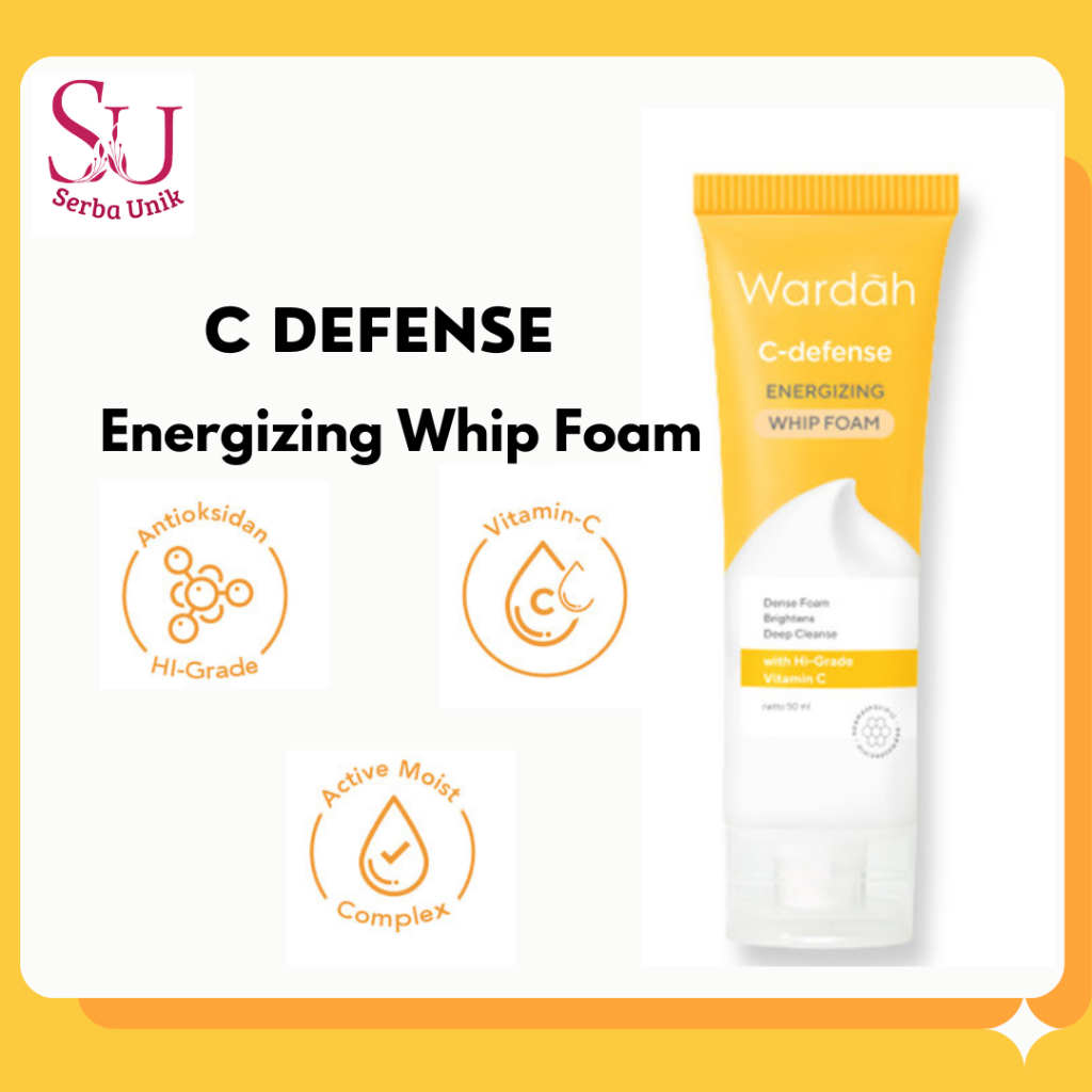 Wardah C-Defense Energizing Whip Foam 50ml &amp; 100ml | Pembersih Wajah