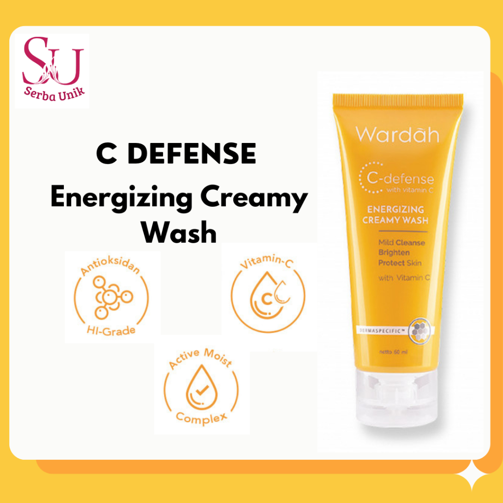 Wardah C-Defense Energizing Creamy Facial Wash 60ml &amp; 100ml | Pembersih Muka