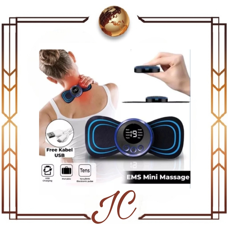 (JC) EMS Elektrik Pemijat Leher Mini Servikal Punggung Otot Pengurang Rasa Sakit Patch Portabel Massage Stimulator Pemijat Pinggang Portabe