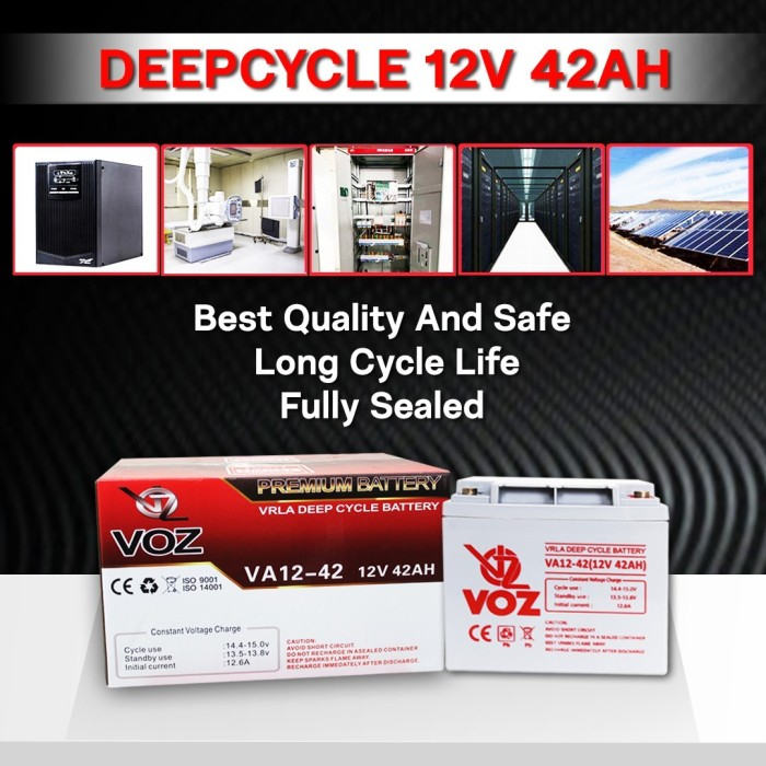 Voz Baterai Deep Cycle 12V 42 Ah| Baterai Solar Panel Original Garansi 1tahun