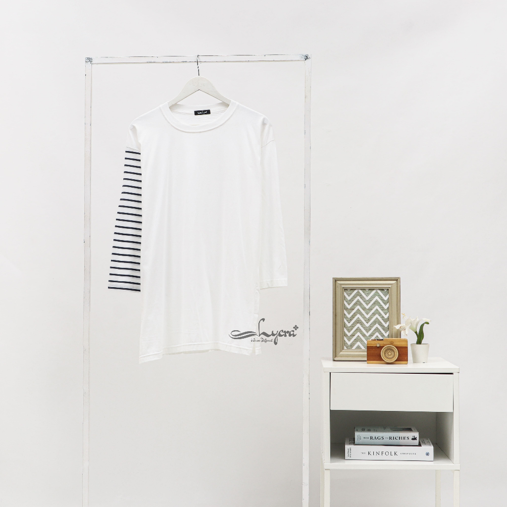 [CYC | COD] REAPICT | Kaos Basic Oversize Stripe Tunik | Cotton Combed | Atasan Trend Wanita Murah Best Seller