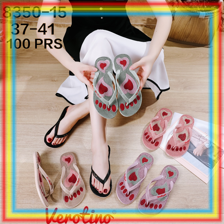 8350-15 Sandal Jepit Rematik Refleksi Verotino Sendal Duri Terapi Akupuntur Motif Telapak Kaki Love