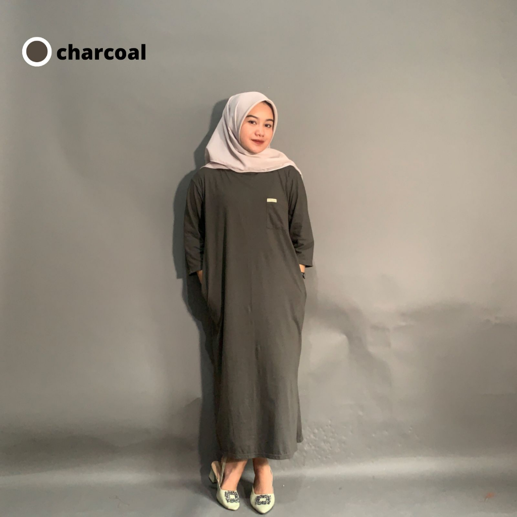 RAABIHA I Kyla Dress Shirt New Colour (Kaos Dress) | Mididress Kaos | Kaos Tunik