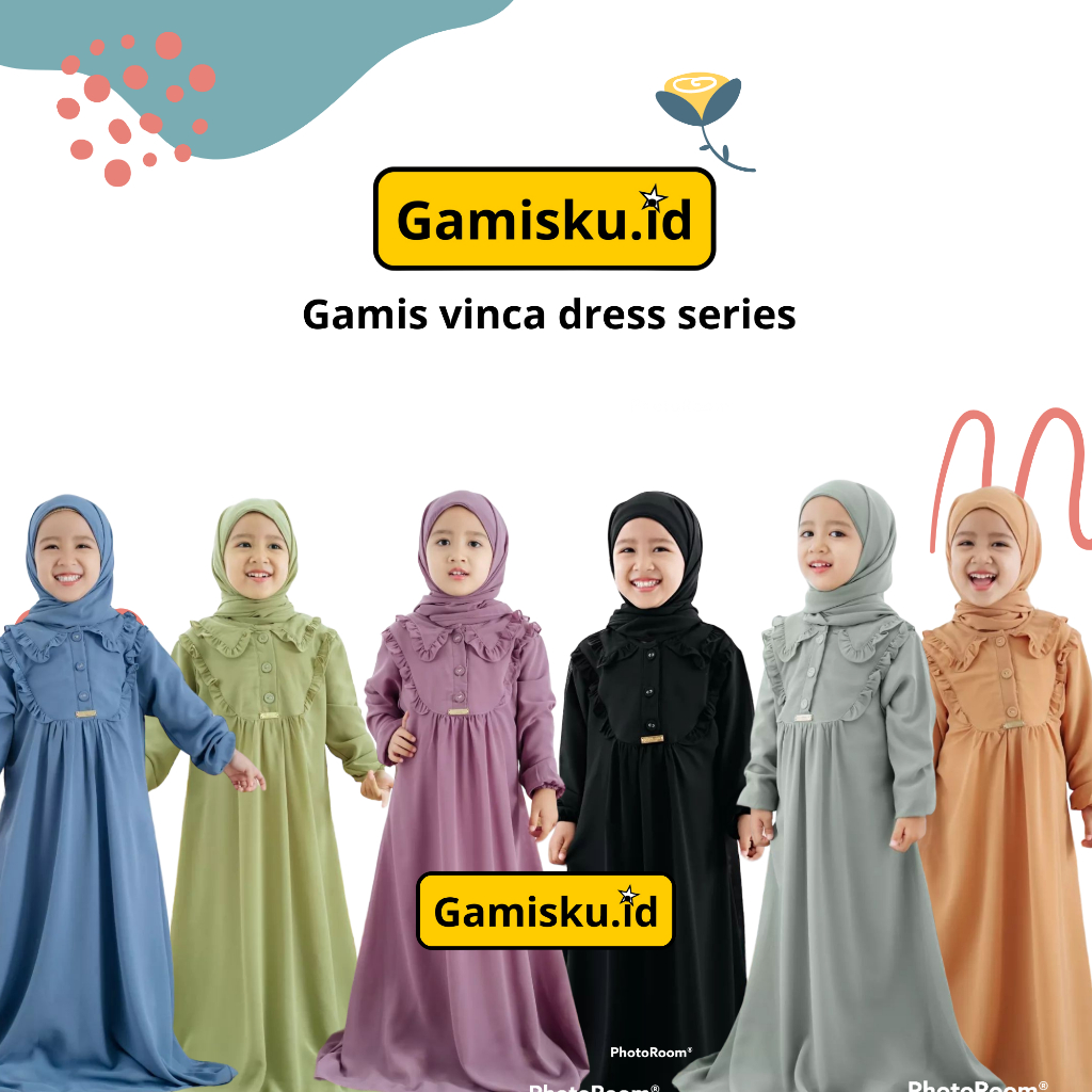 Gamis anak vinca muslim terbaru usia 3-12 tahun midi dress crincle anak trend kekinian gamis crincle