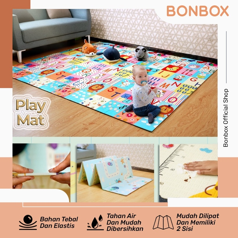 BONBOX High Quality XPE Foldable Karpet Lipat Playmat Bayi Karpet Bayi Matras Bayi Foam Lipat Nyaman Untuk Anak Warna Menarik dan Meningkatkan Sensorik Anak Elastis Alas Lantai Karpet Anak