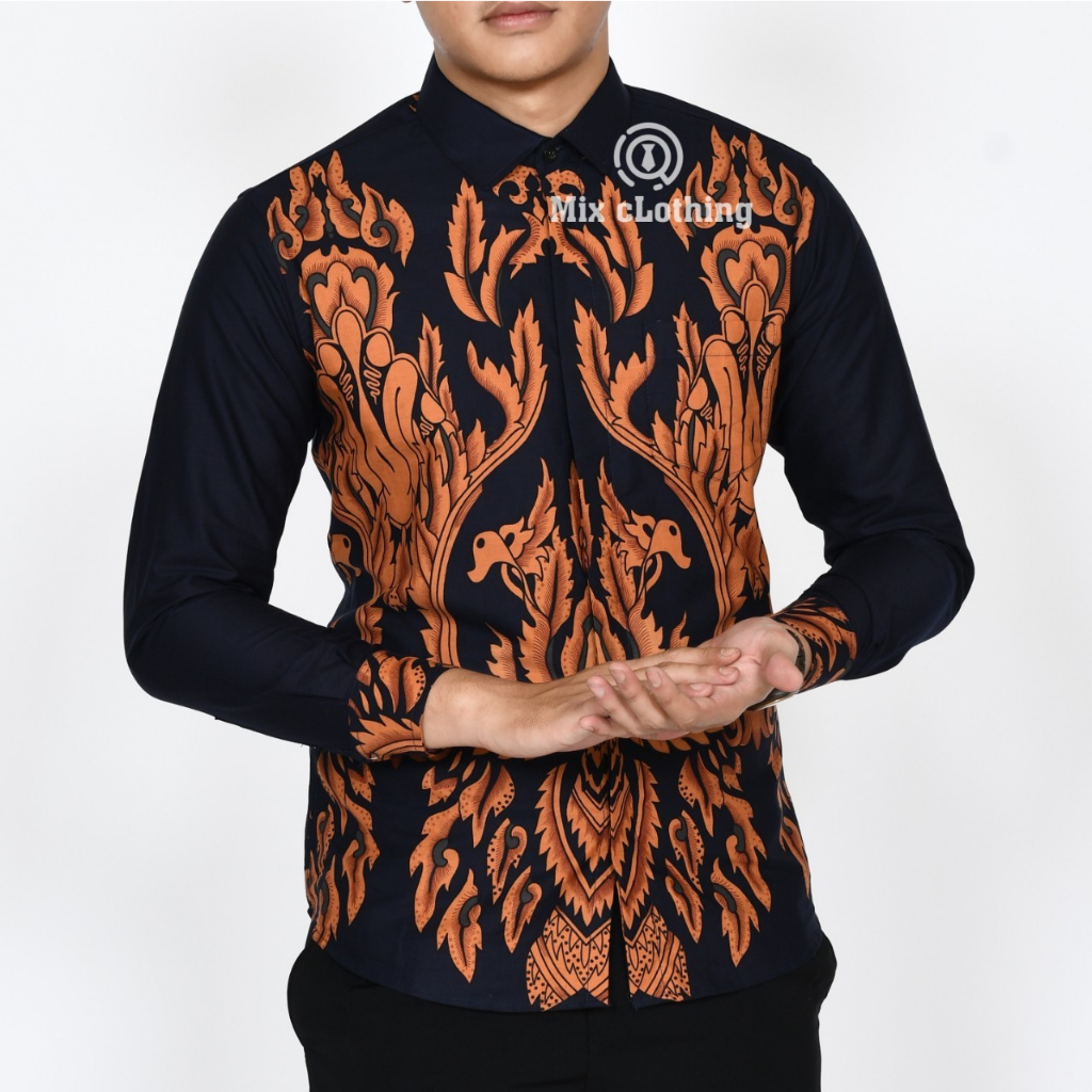 Baju Batik Pria Slimfit Kemeja Lengan Panjang Hem Slim Fit LBL 2109