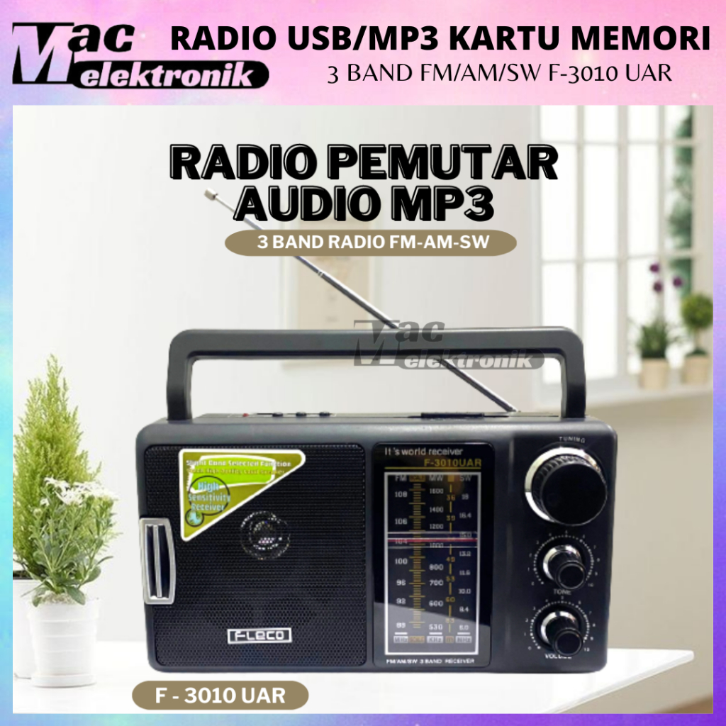 RADIO PEMUTAR AUDIO MP3 MEMORI dan USB AC-DC / RADIO 3 BAND / RADIO LISTRIK ATAU BATERAI