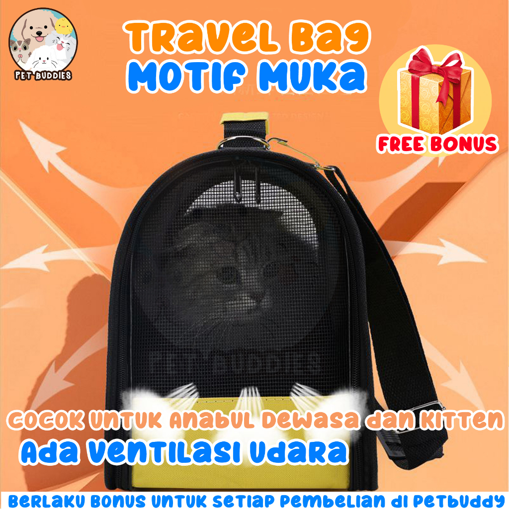 Travel Bag Motif Muka Tas Slempang Kucing, Anjing, Kelinci Carrier