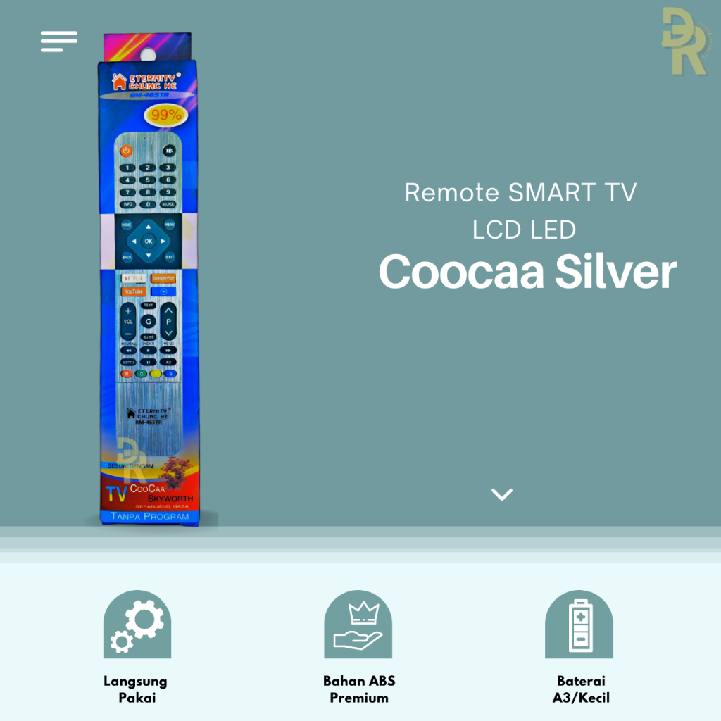 Remot Remote Smart TV LED/LCD Coocaa Silver Dus Type RM-465TR Android Smart TV LED