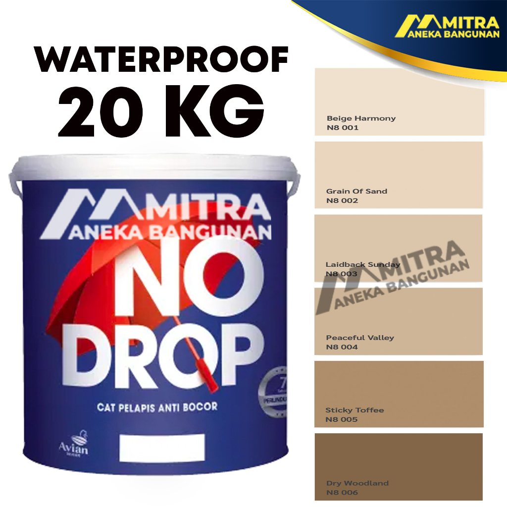 CAT WATERPROOF NO DROP ANTI BOCOR 20 KG / N8 COKLAT MOCCA / WARNA TINTING ORIGINAL