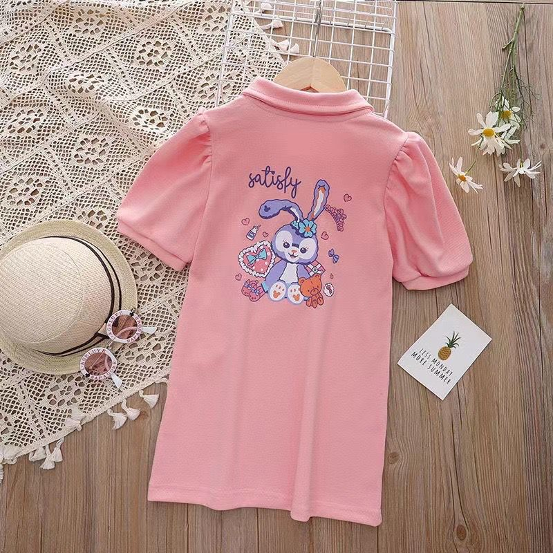 Dress Polo Anak Perempuan Polos Pink Motif Stella Lou