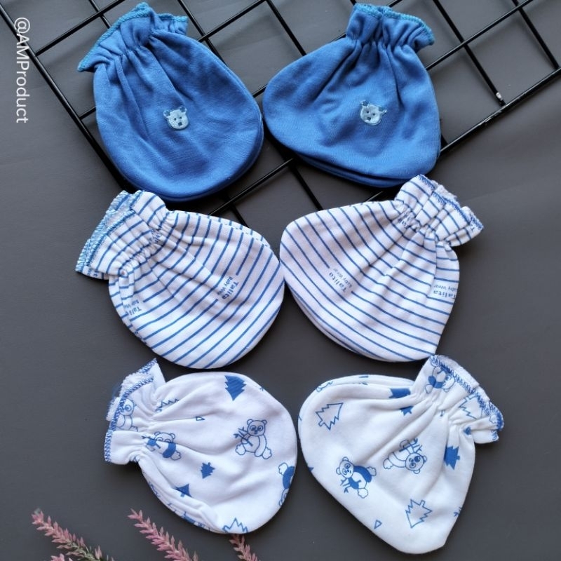 3 pasang sarung tangan kaki bayi newborn motif profit