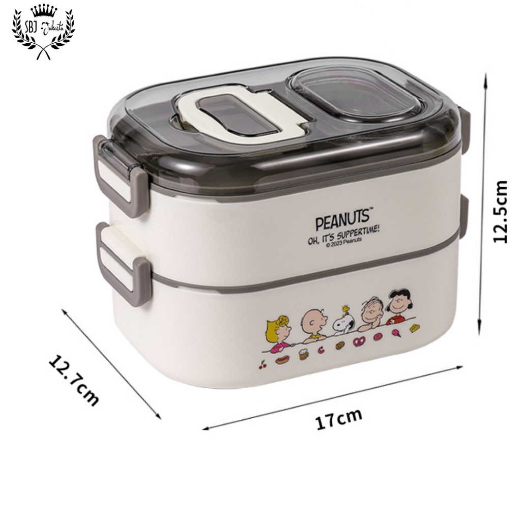 Kotak Makan Lunch Box Snoopy Original kapasitas 1100ml 304 Stainless Bento Box